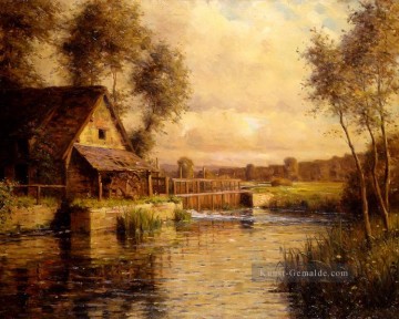  Knight Werke - alte Mühle in der normandie Landschaft Louis Aston Knight Fluss